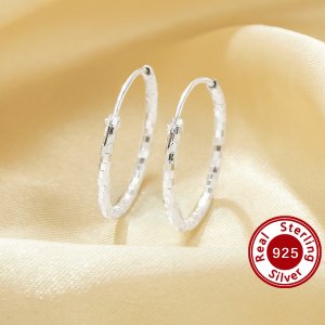 1Pair Facetd Circle Hoop Earrings,Solid 925 Sterling Silver Gold Plated Earring,Minimalist Modern Hoop Earrings,DIY Earrings Supplies 6390093