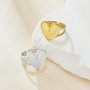 Keepsake Breastmilk Stainless Steel Heart Bezel Adjustable Ring Settings, Gold Plated 304L Ring,0.5MM Deep DIY Ring Supplies 1294769