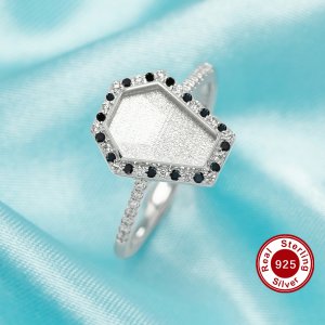 7x10MM Keepsake Breast Milk Resin Coffin Bezel Ring Blank Settings,Solid 925 Sterling Silver Color CZ Birthstone Ring,DIY Ring Supplies 1294762