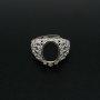 1Pcs Multiple Size Filigree Flower Oval Solid 925 Sterling Silver Adjustable Bezel Ring Settings for Cabochon Gemstone 1222034