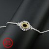 1Pcs 5x7MM Oval Prong Bezel Bracelet Settings Luxury Gold Plated Solid 925 Sterling Silver Tray for Gemstone 6''+1.6'' 1900253