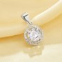 Halo Round Stone Pendant With 6MM White Cubic Zirconia,Solid 925 Sterling Silver Pendant Charm,Pave CZ Stone Pendant Charm 6110162