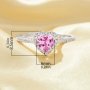 Dainty Halo Heart Ring With 6MM Heart Pink Cubic Zirconia,Solid 925 Sterling Silver Ring,Dainty Pave CZ Stone Heart Ring 6270047