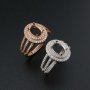 1Pcs 6x8MM Oval Prong Ring Settings Blank Adjustable Double Halo Pave CS Stone Rose Gold Plated Solid 925 Sterling Silver DIY Bezel for Gemstone 1224041