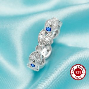 Eternity Full Band Keepsake Breast Milk Resin 2MM Round Bezel Ring Settings,Art Deco Leaf Solid 925 Sterling Silver Color CZ Birthstone Ring 1294763