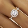 Elegant Cushion Square Simulated Diamond Ring With 6MM Square Cubic Zirconia,Solid 925 Sterling Silver Ring,Pave CZ Stone Square Ring 6240026