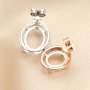 Simple Oval Prong Studs Earrings Blank Settings Rose Gold Plated Solid 925 Sterling Silver DIY Earrings Supplies 1706086