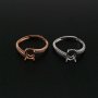 1Pcs 6x8MM Oval Prong Ring Settings Blank Adjustable Rose Gold Plated Solid 925 Sterling Silver DIY Bypass Shank Bezel Tray for Gemstone 1224051