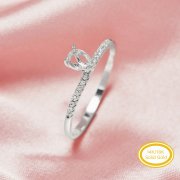 4x6MM Pear Prongs Ring Settings,Solid 14K 18K Gold Ring,PaveMoissanite Ring,DIY Ring Supplies For Gemstone 1294760