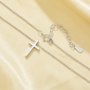 Minimalist Cross Pendant Necklace,Solid 925 Sterling Silver Pendant Necklace,Simple Cross Necklace 16''+2'' 6190102