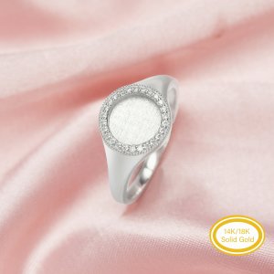 Keepsake Breast Milk Resin Halo Round Bezel Ring Settings,Solid 14K 18K Gold Ring,Moissanite Art Deco Ring,DIY Ring Supplies For Gemstone 1212109