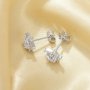 1Pair Windmill Studs Earring With White CZ Stone,Solid 925 Sterling Silver Earrings,Minimalist Windmill Earring,DIY Earring Supplies 6310074