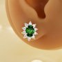 Luxury Oval Studs Earrings With 5x7MM Oval Green Cubic Zirconia,Solid 925 Sterling Silver Earring,Pave CZ Stone Earrings 6320039