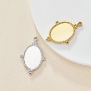 Keepsake Breastmilk Stainless Steel Oval Bezel Pendant Settings, Gold Plated 304L Charm,0.5MM Deep DIY Supplies 1421222