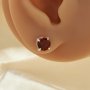 1Pair 6MM Natural Round Red Garnet Studs Earrings,Minimalist Solid 925 Sterling Silver Gold Plated Earrings,January Birthstone Earring 6310076