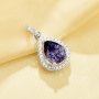 Pear Pendant With 6x8MM Pear Purple Cubic Zirconia,Solid 925 Sterling Silver Pendant Charm,Pave CZ Stone Pear Pendant 6130043