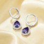 Pear Hoop Earrings With 6x8MM Pear Purple Cubic Zirconia,Solid 925 Sterling Silver Earring,Pave CZ Stone Earrings 6330009