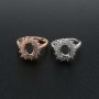 1Pcs 6x8MM Oval Double Halo Flower Pave CZ Stone Vinatge Style Rose Gold Plated Solid 925 Sterling Silver Adjustable Prong Ring Settings Blank for Gemstone 1224030