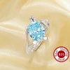 1PCS Sea Turtle Oval Simulated Aquamarine Sea Blue Cubic Zirconia Ring,Split Shank Solid 925 Sterling Silver Ring,Adjustable Ring 6220252