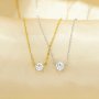 1PCS 4MM Round White Cubic Zirconia Charm Necklace,Solid 925 Sterling Silver Gold Plated Necklace,Minimalist CZ Stone Necklace Chain 16''+2'' 6110138