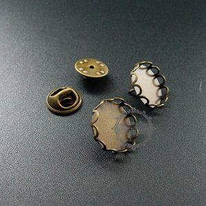 25pcs 15MM bronze brass round brooch base tray,brooch pin tray,vintage button tray1582038