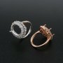 1Pcs 10x14MM Oval Double Halo Pave CZ Stone Vinatge Style Rose Gold Plated Solid 925 Sterling Silver Adjustable Prong Ring Settings Blank for Gemstone 1224029