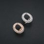 1Pcs 10x14MM Oval Double Halo Pave CZ Stone Vinatge Style Rose Gold Plated Solid 925 Sterling Silver Adjustable Prong Ring Settings Blank for Gemstone 1224029