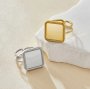 Keepsake Breastmilk Stainless Steel Square Bezel Adjustable Ring Settings, Gold Plated 304L Ring,0.5MM Deep DIY Ring Supplies 1294774