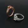 1Pcs Oval Prong Ring Settings Blank Adjustable 2 Stones Pave CS Stone Rose Gold Plated Solid 925 Sterling Silver DIY Bezel for Gemstone 1224045