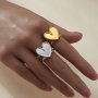 Keepsake Breastmilk Stainless Steel Heart Bezel Adjustable Ring Settings, Gold Plated 304L Ring,0.5MM Deep DIY Ring Supplies 1294769