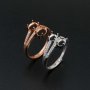 1Pcs Oval Prong Ring Settings Blank Adjustable 2 Stones Pave CS Stone Rose Gold Plated Solid 925 Sterling Silver DIY Bezel for Gemstone 1224045