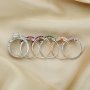 6x8MM Oval Prong Ring Settings,Stackable Solid 925 Sterling Silver Rose Gold Plated Ring,Curved Birthstone Stacker Ring Set,DIY Ring Supplies 1294513