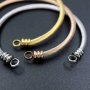 1Pcs 60MM Diameter 3MM Thick Twisted Stainless Steel Open Adjustable DIY Bangle Bracelet Cuff with 2 Loops Supplies 1900190