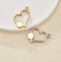 Keepsake Breastmilk Stainless Steel Round Bezel Pendant Settings, Heart Gold Plated 304L Charm,0.5MM Deep DIY Supplies 1411356