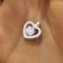 Round Simulated Diamond Heart Pendant White Cubic Zirconia,Solid 925 Sterling Silver Pendant Charm,Pave CZ Stone Heart Pendant Charm 6110164