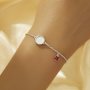 Keepsake Breast Milk Resin 8MM Round Bracelet Bezel Settings,Birthstone Solid 925 Sterling Silver Rose Gold Plated Bracelet With Chain 7.2''+2'' 1900307