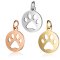 5Pcs 12x17MM Silver Rose Gold Stainless Steel Dog Paw Hollow Round Tag Pet Pendant Charm DIY Supplies 1800413