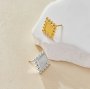 Keepsake Breastmilk Stainless Steel Square Bezel Earrings Settings, Gold Plated 304L Studs Earrings,0.5MM Deep DIY Supplies 1706153