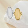 Keepsake Breastmilk Stainless Steel Bezel Adjustable Ring Settings,Long Oval Gold Plated 304L Ring,0.5MM Deep DIY Ring Supplies 1294772