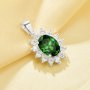 Luxury Oval Pendant With 6x8MM Oval Green Cubic Zirconia,Solid 925 Sterling Silver Pendant Charm,Vintage Styles CZ Stone Pendant 6120052