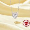 Halo Heart Pendant Necklace With 7MM Heart Cubic Zirconia,Solid 925 Sterling Silver Necklace,Pave CZ Stone Necklace 16''+2'' 6170046