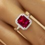 Elegant Rectangle Simulated Ruby Ring With 8x10MM Rectangle Ruby,Solid 925 Sterling Silver Ring,July Birthstone Rectangle Ring 6250052