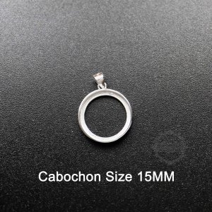 1Pcs 15MM Round 925 Sterling Silver Bezel Setting Tray DIY Pendant Charm Supplies 1411205-3