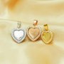 Keepsake Breast Milk Resin Halo Heart Bezel Pendant Blank Settings,Solid Back Solid 925 Sterling Silver Rose Gold Plated Charm,Pave Cz Stone Pendant 1431315