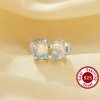 1Pair 4MM Round Studs Earring Simulated White Opal,Solid 925 Sterling Silver Studs Earring,October Birthstone Studs Earrings 6310071