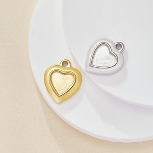 Keepsake Breastmilk Stainless Steel Heart Bezel Pendant Settings, Gold Plated 304L Charm,0.5MM Deep DIY Supplies 1431273