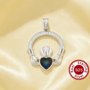 Color Change Mood Heart Claddagh Hand Pendant,Solid 925 Sterling Silver Pendant 6170052