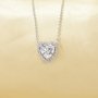 Halo Heart Pendant Necklace With 7MM Heart Cubic Zirconia,Solid 925 Sterling Silver Necklace,Pave CZ Stone Necklace 16''+2'' 6170046