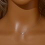 1PCS 4MM Round White Cubic Zirconia Charm Necklace,Solid 925 Sterling Silver Gold Plated Necklace,Minimalist CZ Stone Necklace Chain 16''+2'' 6110138