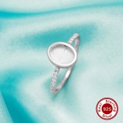 Keepsake Breast Milk Resin Oval Bezel Ring Settings,Solid 925 Sterling Silver Ring,Stackable Ring,DIY Ring Supplies 1222117